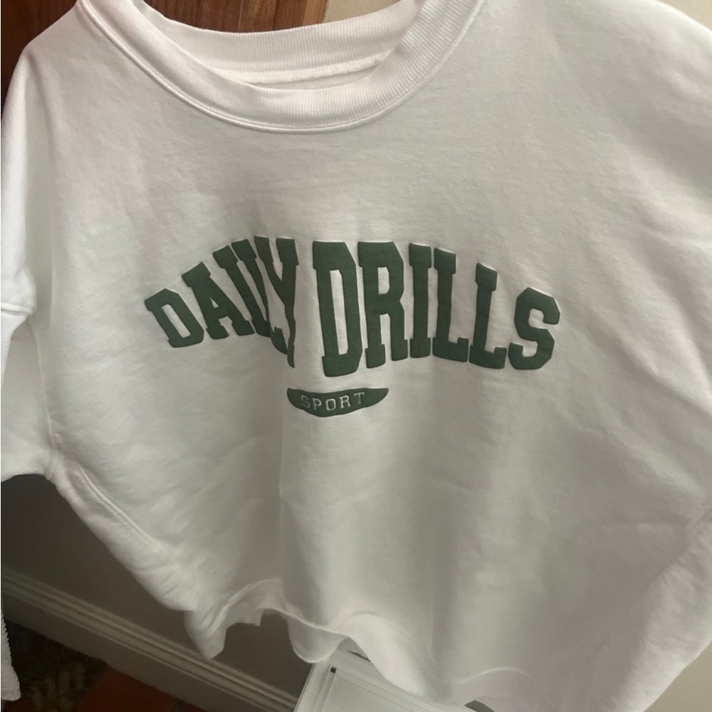 Daily Drills White and Green Sweatshirt